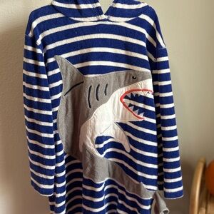 Boden Striped Shark hooded towel cover up